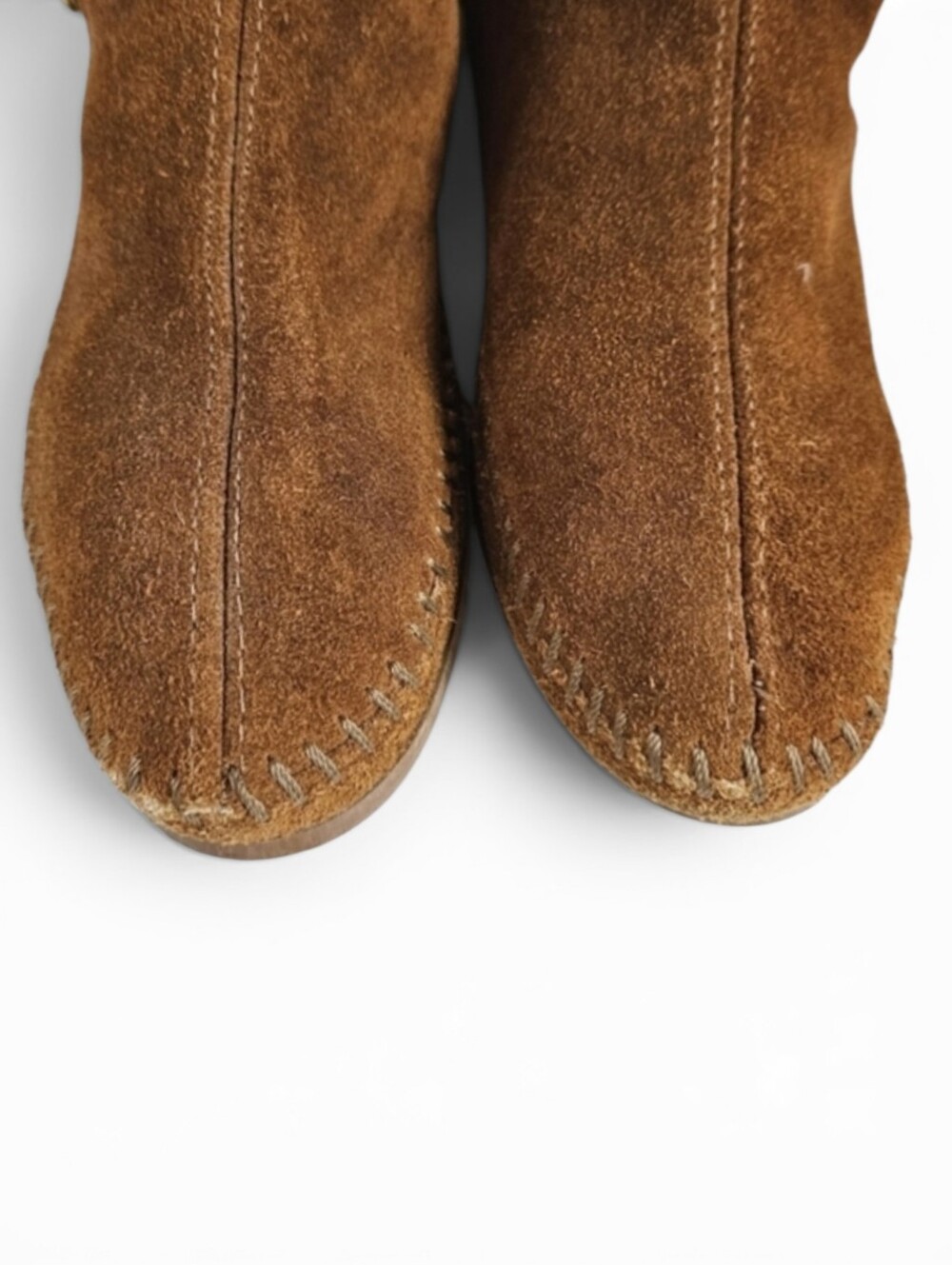 Vintage Suede Lace Up Moccasin Fringe Boots in Umber Brown Women's Size 5 - Picture 5 of 12